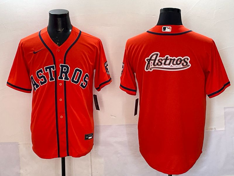 Men 2025 Houston Astros Blank Orange Nike MLB Jersey style 070